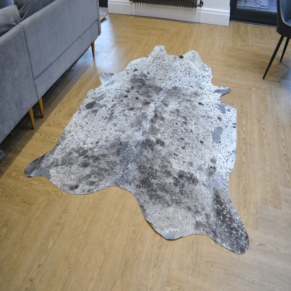 Metallic Cowhide 9864 Rugs in Grey